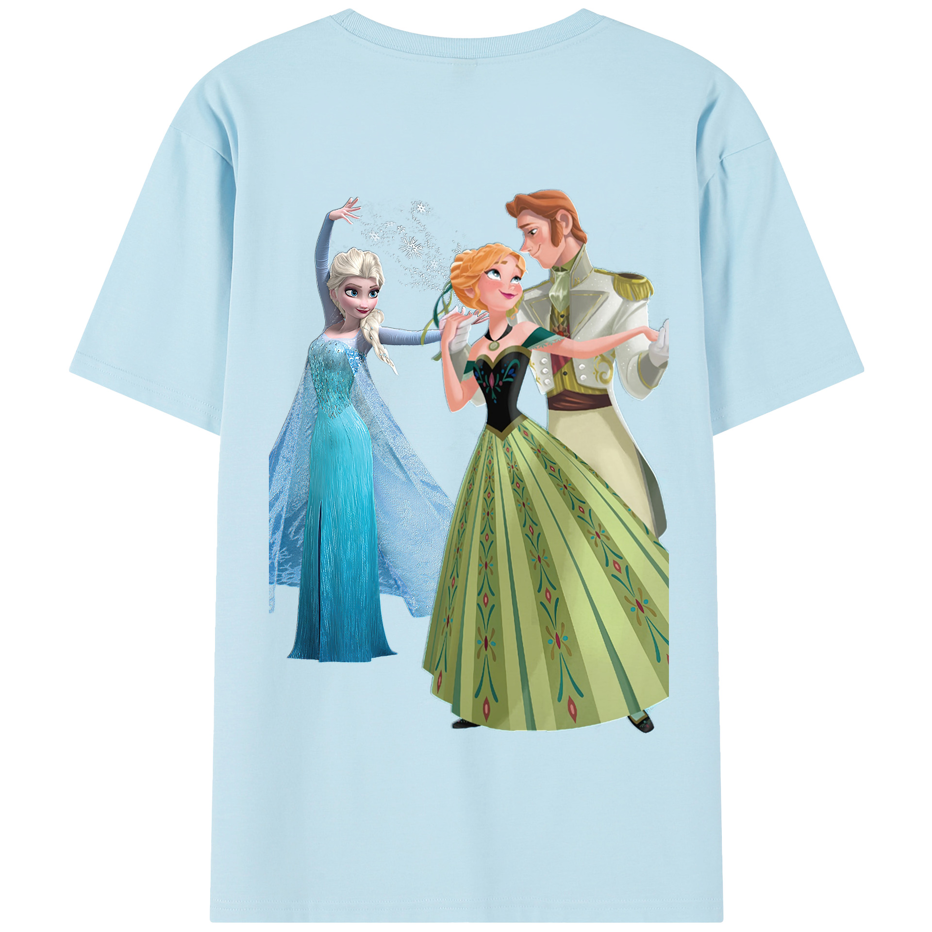 （画像用） アナと雪の女王 アンナ エルサ Frozen Anna Elsa 綿100％半袖Tシャツ（背面プリント）